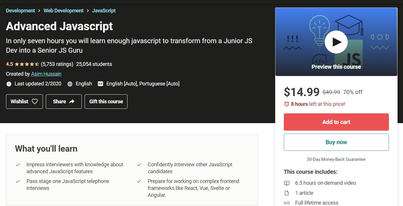 Advanced Javascript từ Asim Hussain